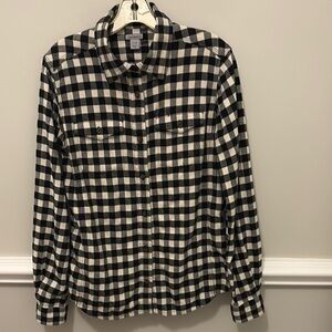 Ladies Carhartt Black and White Checkered  Button Shirt Size Small